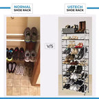 Range-chaussures à 10 niveaux argenté avec barres noires rugueuses