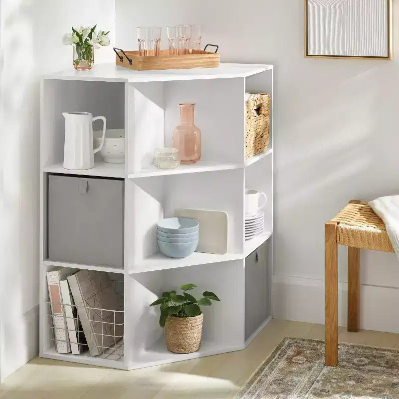 11" 9 Cube Corner Book Shelf White - ™