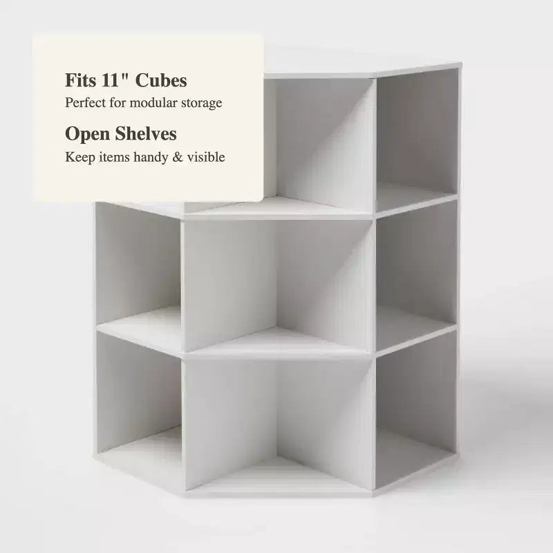 11" 9 Cube Corner Book Shelf White - ™