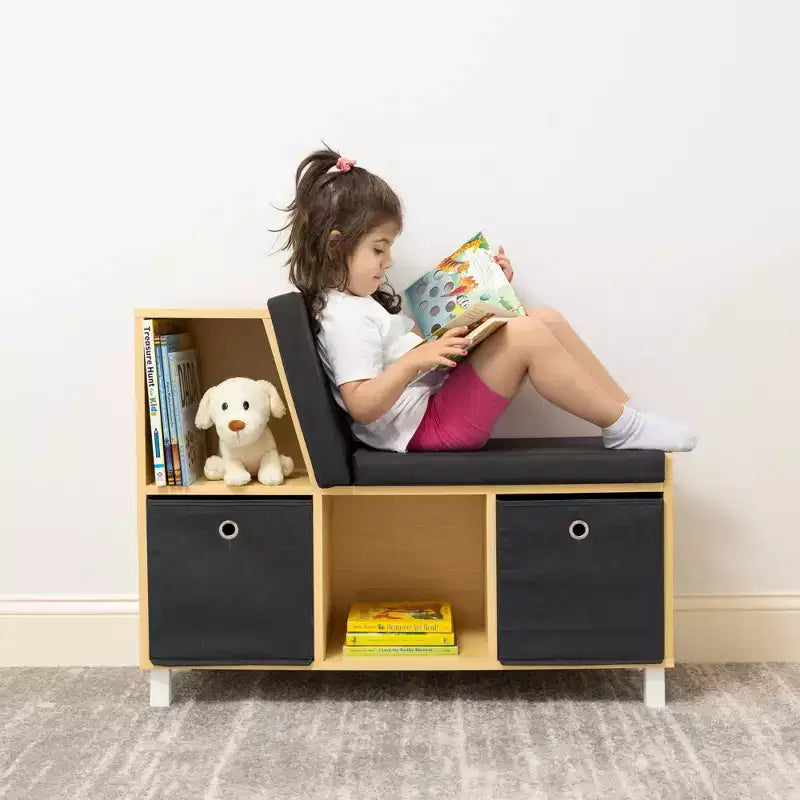 Coin lecture pour tout-petits en bois : cadre en MDF, quincaillerie en acier, 2 étagères, 2 tiroirs, ensemble de 5 pièces