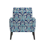 Fauteuil de style médiéval moderne pour petits espaces, motif brocart, bleu cobalt/gris