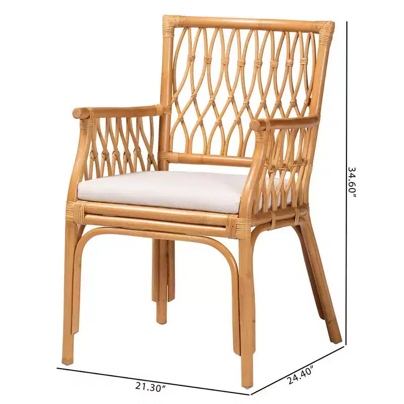 Fauteuil en rotin, couleur miel clair