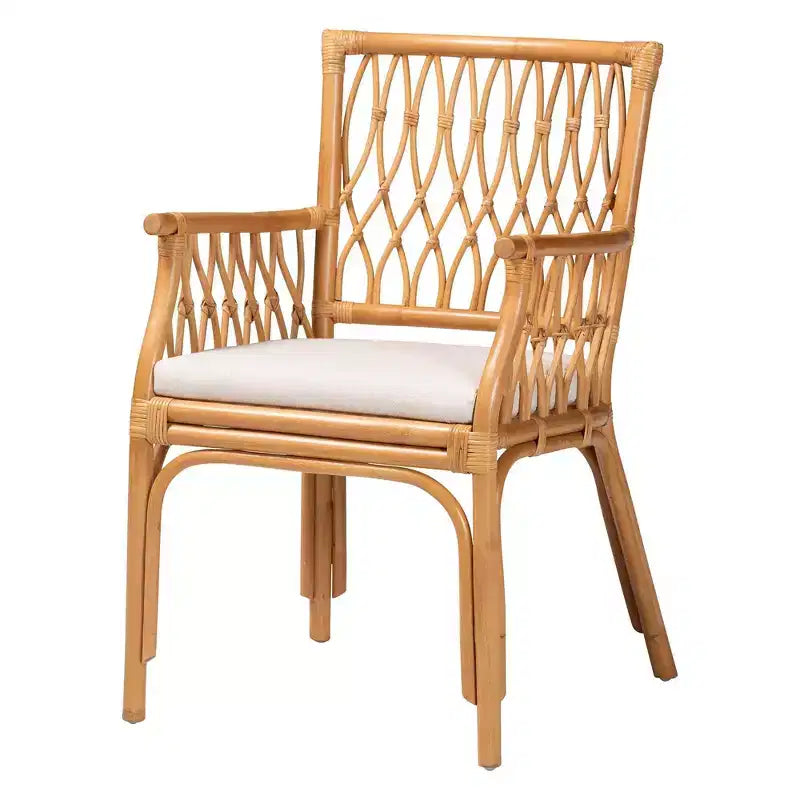 Rattan armchair, light honey color
