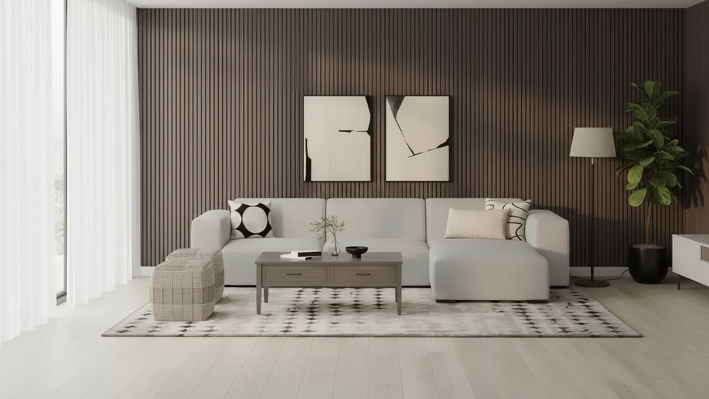 Two-seater sofa with right-hand chaise longue (light grey)