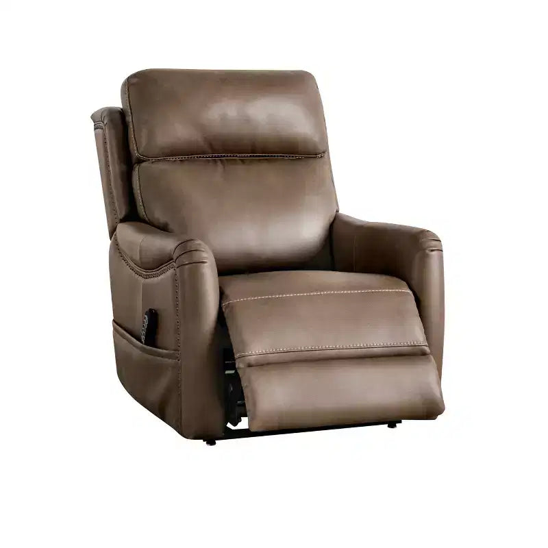 Starbright Leatherette Powered Lift Chair Recliner with Zone Heating and Patented Footrest Extension Brown