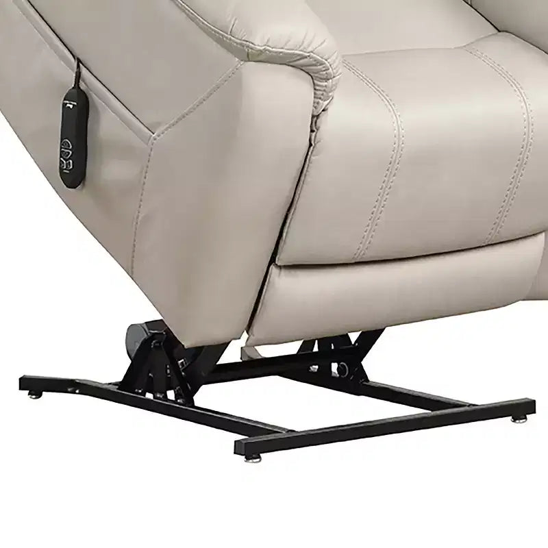 Fauteuil inclinable releveur électrique en similicuir Moonrise avec système d'appui-tête breveté gris clair