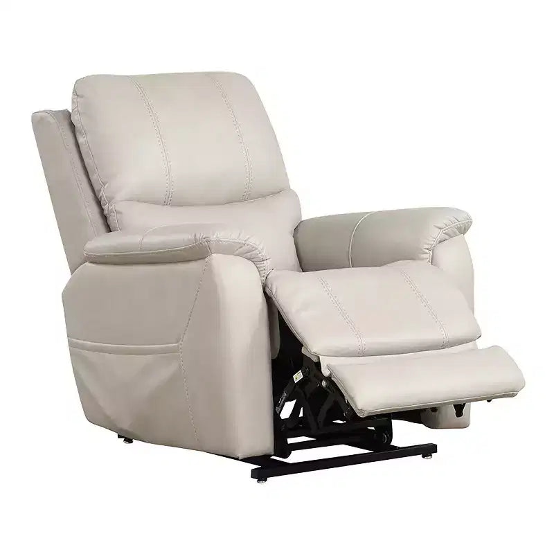 Fauteuil inclinable releveur électrique en similicuir Moonrise avec système d'appui-tête breveté gris clair
