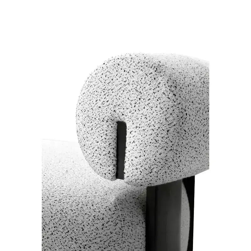 Modern woven fabric upholstered lounge chair, ivory/black