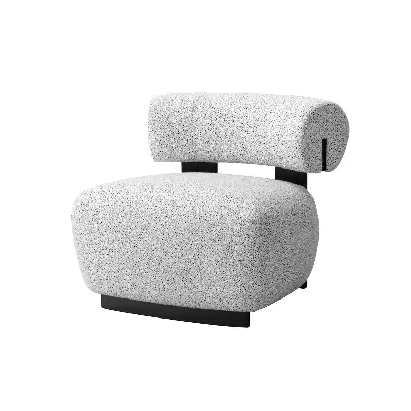 Modern woven fabric upholstered lounge chair, ivory/black