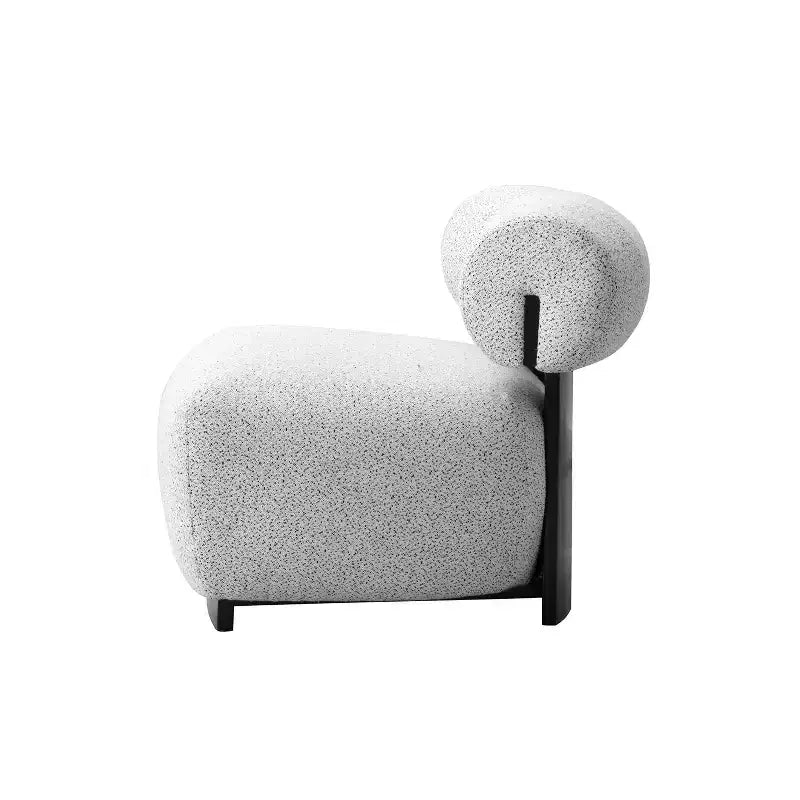 Modern woven fabric upholstered lounge chair, ivory/black