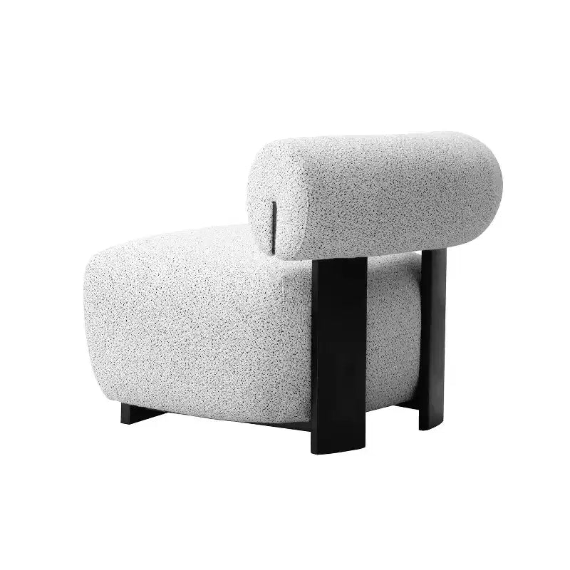 Modern woven fabric upholstered lounge chair, ivory/black