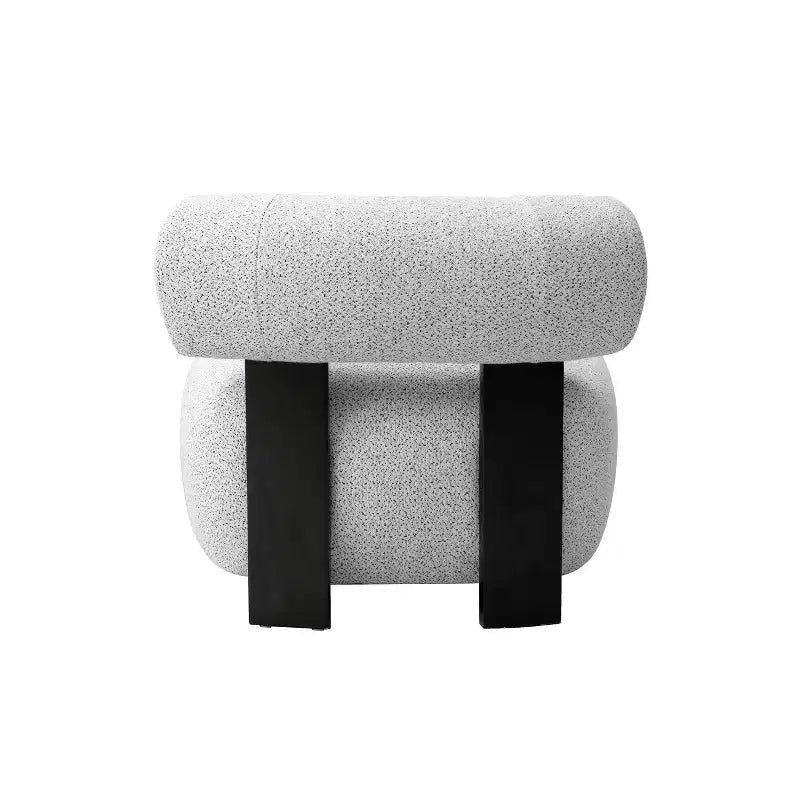 Modern woven fabric upholstered lounge chair, ivory/black