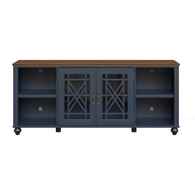 Meuble TV vintage de 178 cm pour téléviseurs jusqu'à 203 cm, bleu marine