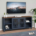 Meuble TV vintage de 178 cm pour téléviseurs jusqu'à 203 cm, bleu marine