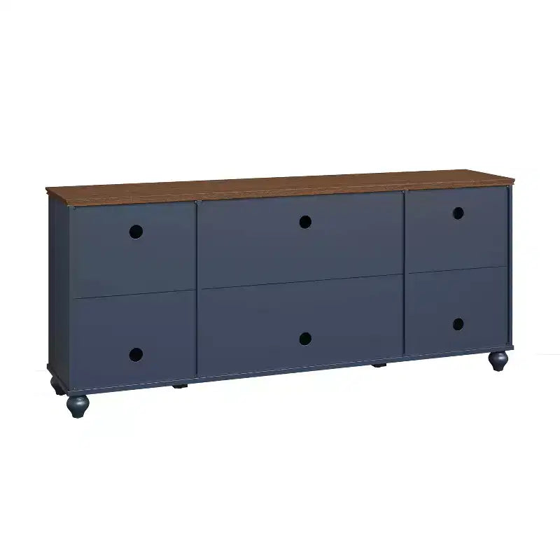 Meuble TV vintage de 178 cm pour téléviseurs jusqu'à 203 cm, bleu marine