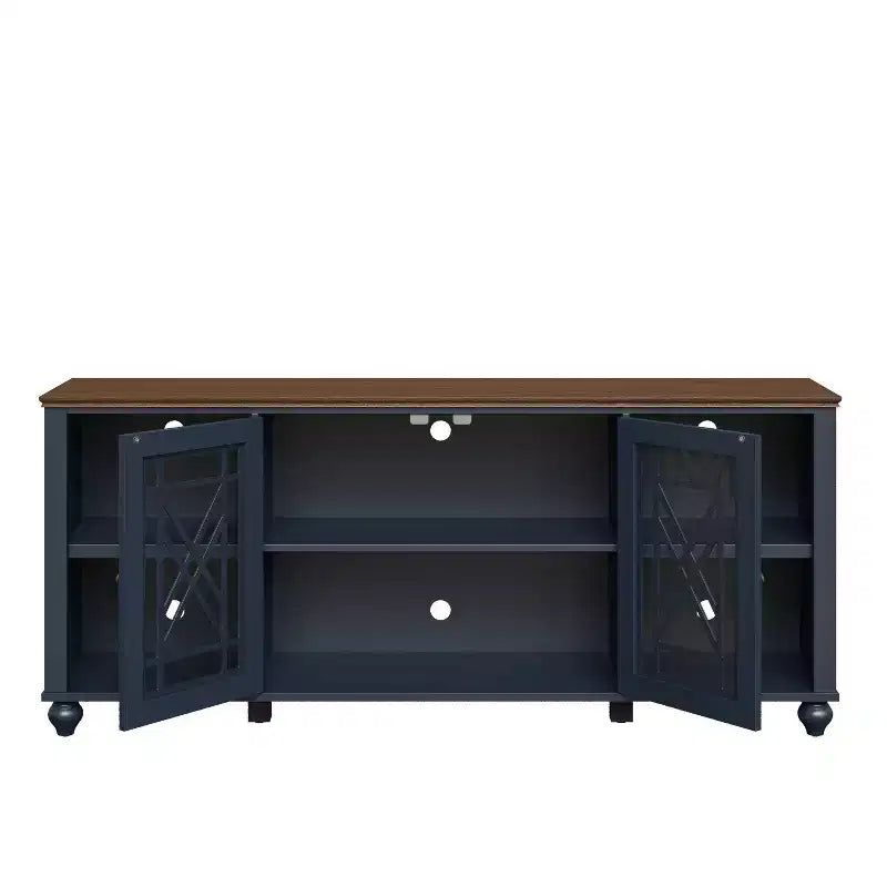Meuble TV vintage de 178 cm pour téléviseurs jusqu'à 203 cm, bleu marine