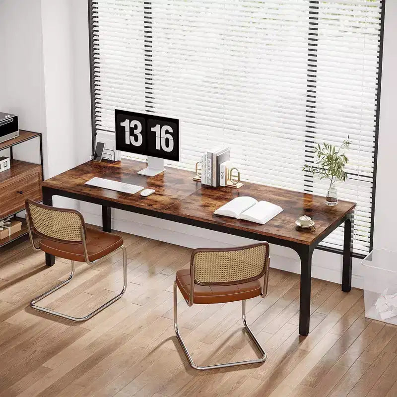 78.7" Extra Long Computer Desk for Home Office Brown/Black