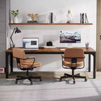 Bureau d'ordinateur 78,7" extra long pour bureau à domicile marron/noir