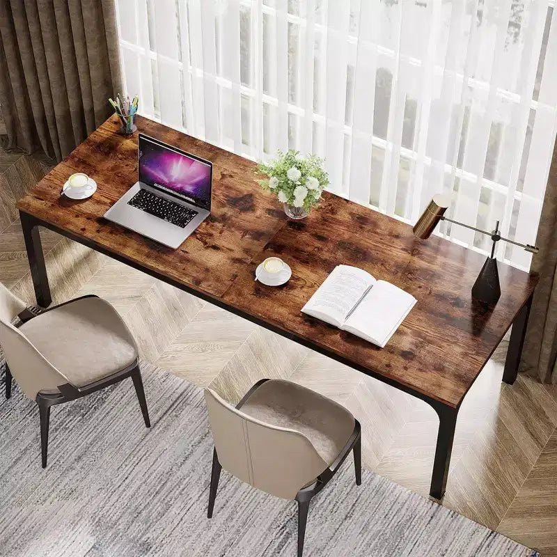 78.7" Extra Long Computer Desk for Home Office Brown/Black