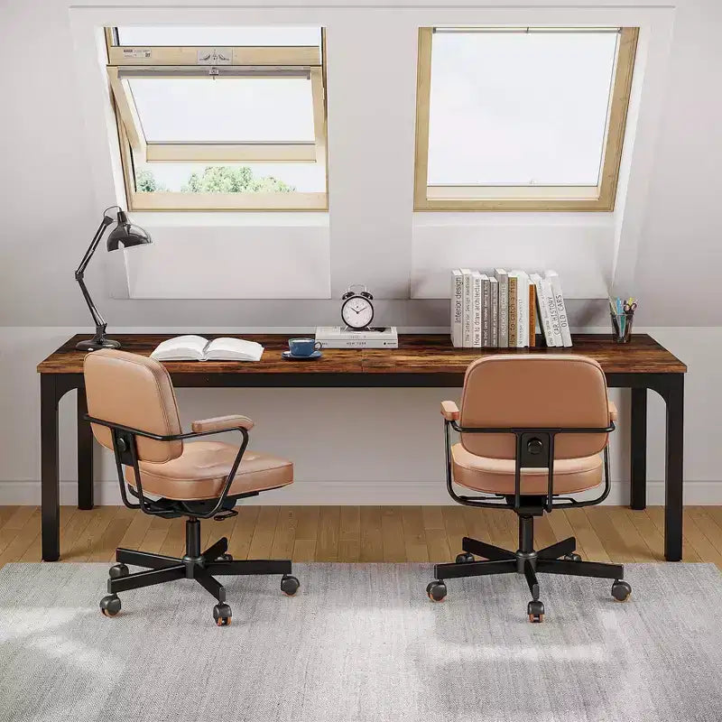 Bureau d'ordinateur extra long de 199,9 cm pour bureau à domicile marron/noir