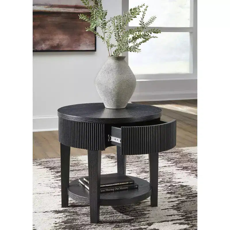 Single-drawer side table, black