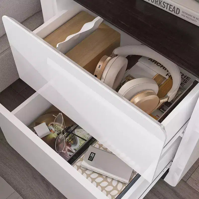 Table de chevet moderne avec lumières LED et 2 tiroirs