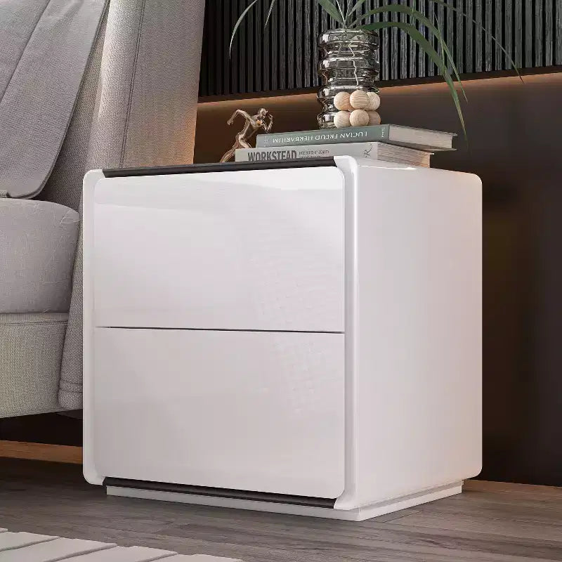 Table de chevet moderne avec lumières LED et 2 tiroirs