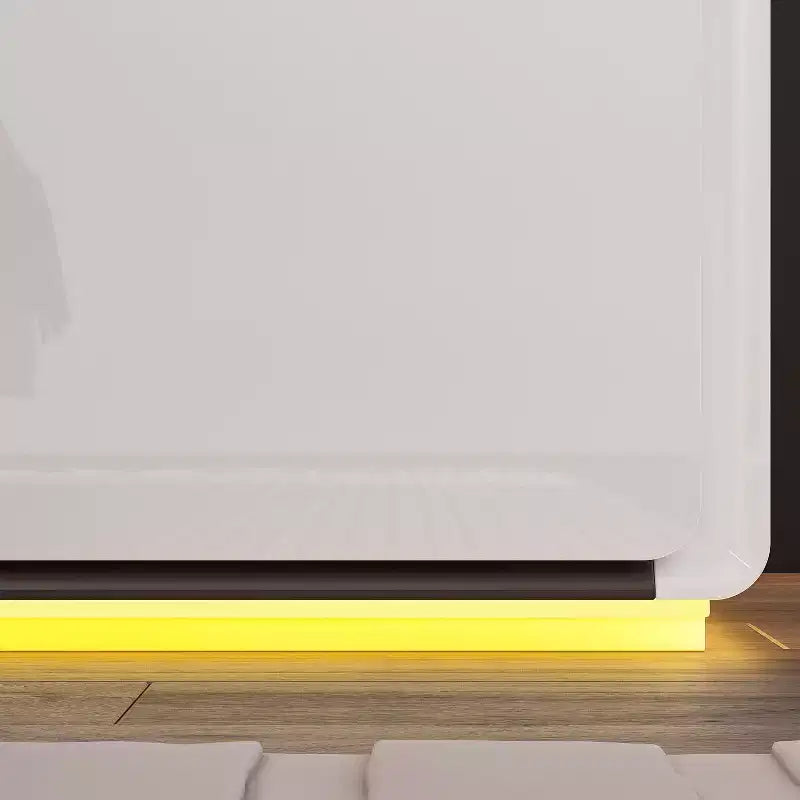 Table de chevet moderne avec lumières LED et 2 tiroirs