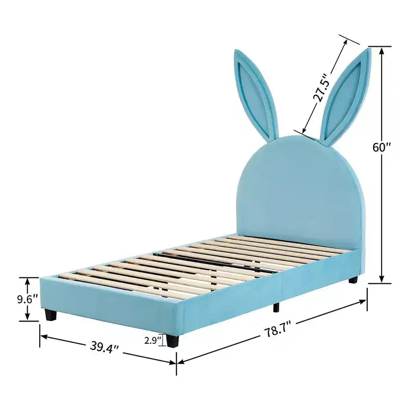 Cadre de lit plateforme double pour enfants avec tête de lit rembourrée