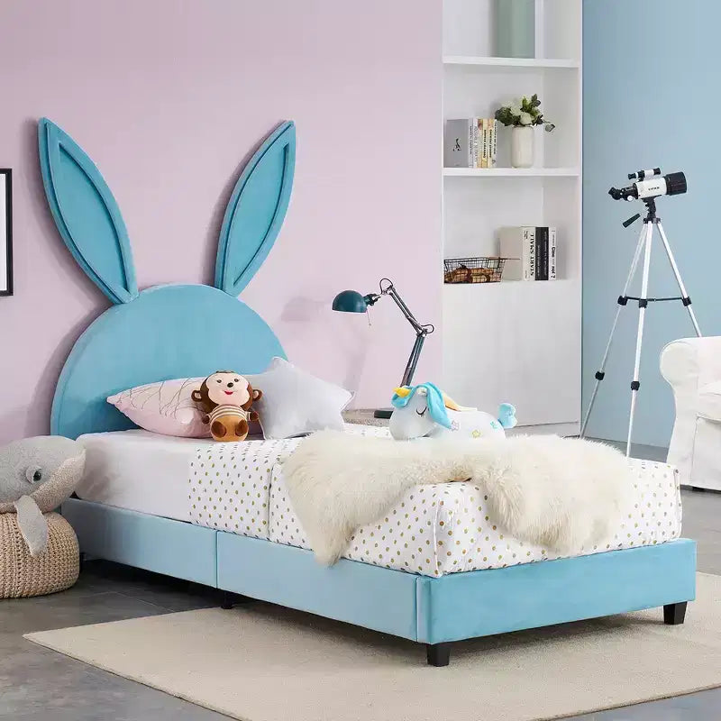 Cadre de lit plateforme double pour enfants avec tête de lit rembourrée