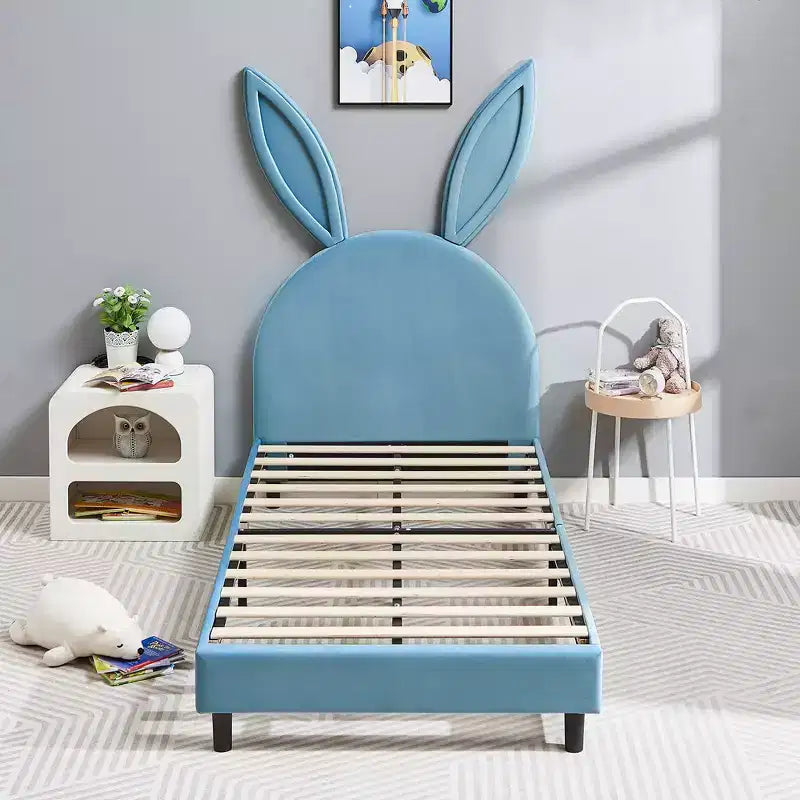 Cadre de lit plateforme double pour enfants avec tête de lit rembourrée