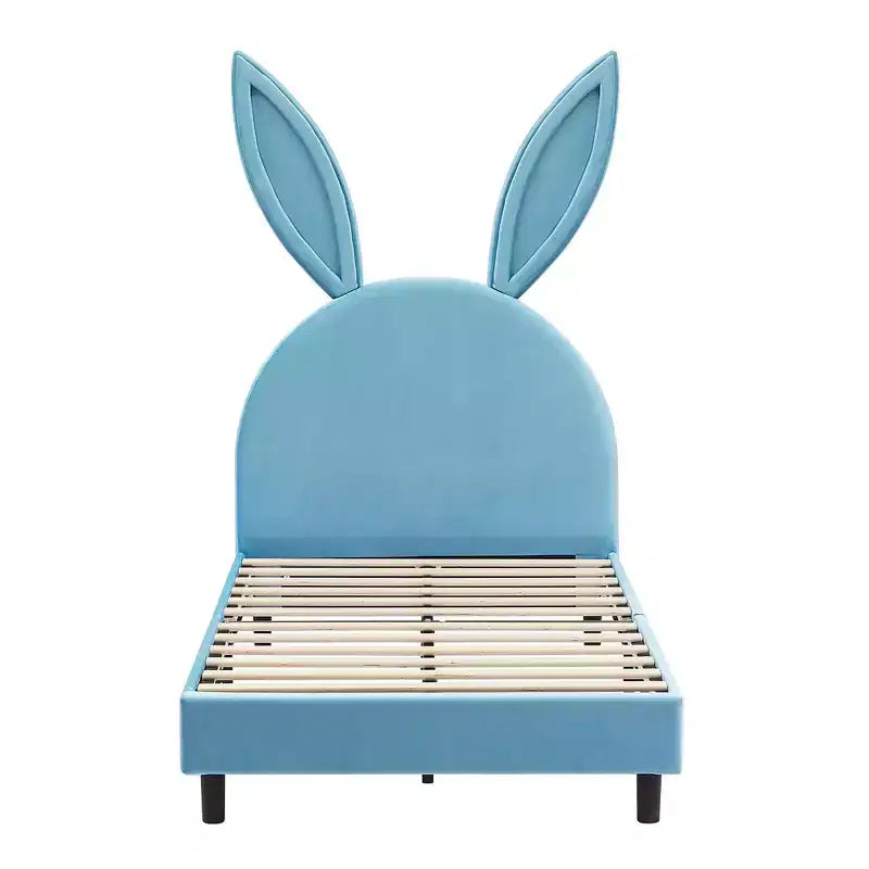 Cadre de lit plateforme double pour enfants avec tête de lit rembourrée