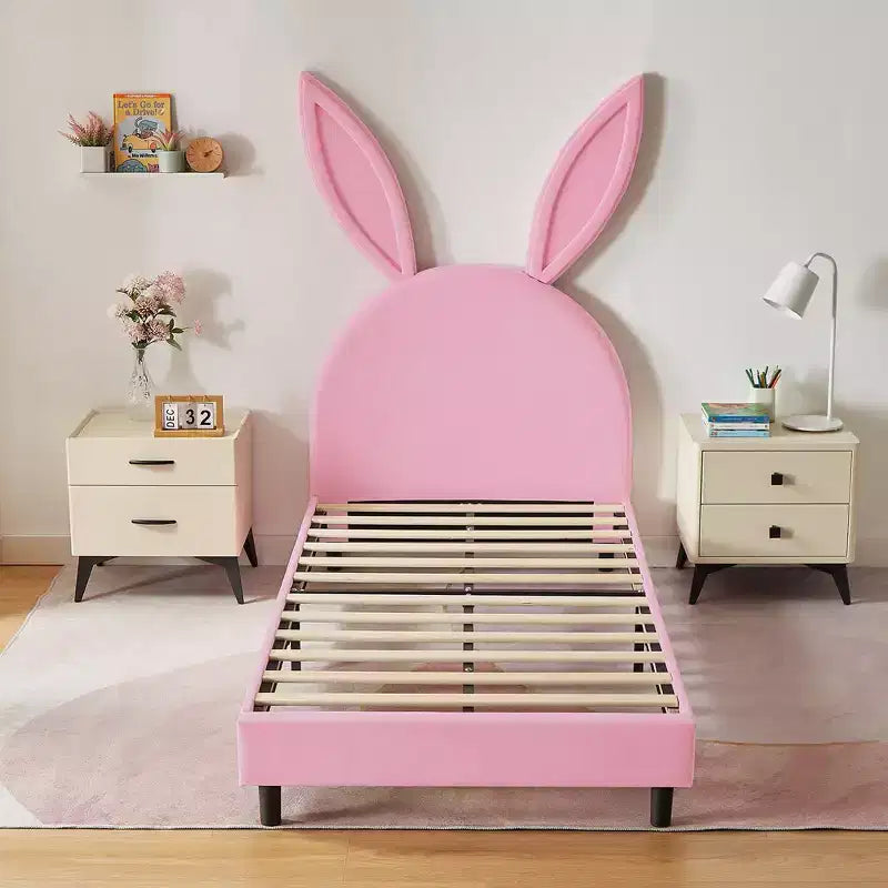 Cadre de lit plateforme double pour enfants avec tête de lit rembourrée