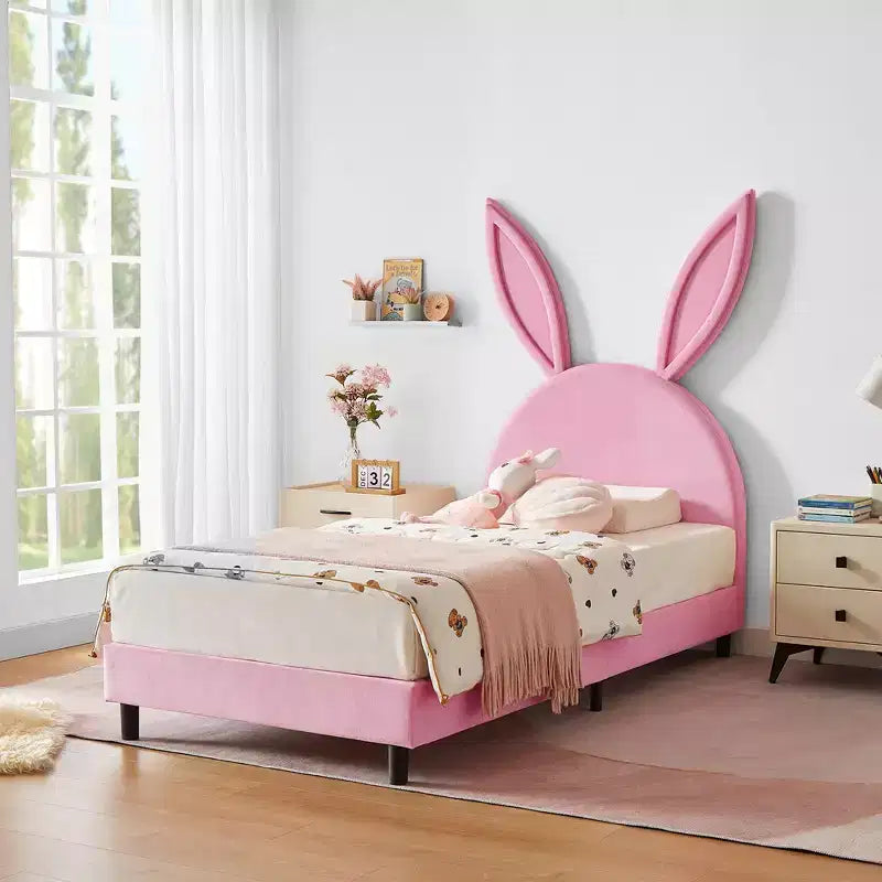 Cadre de lit plateforme double pour enfants avec tête de lit rembourrée