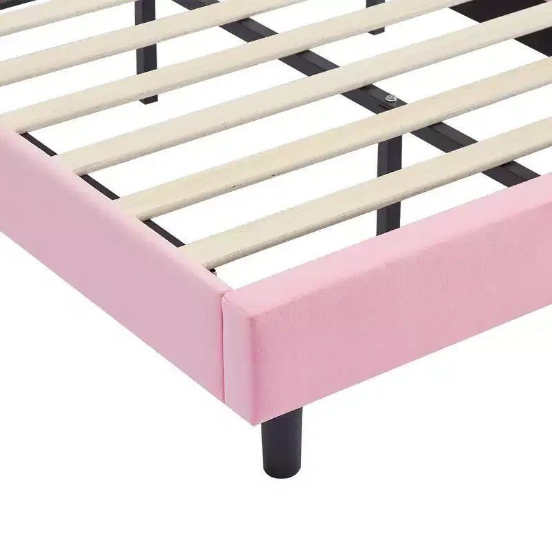 Cadre de lit plateforme double pour enfants avec tête de lit rembourrée