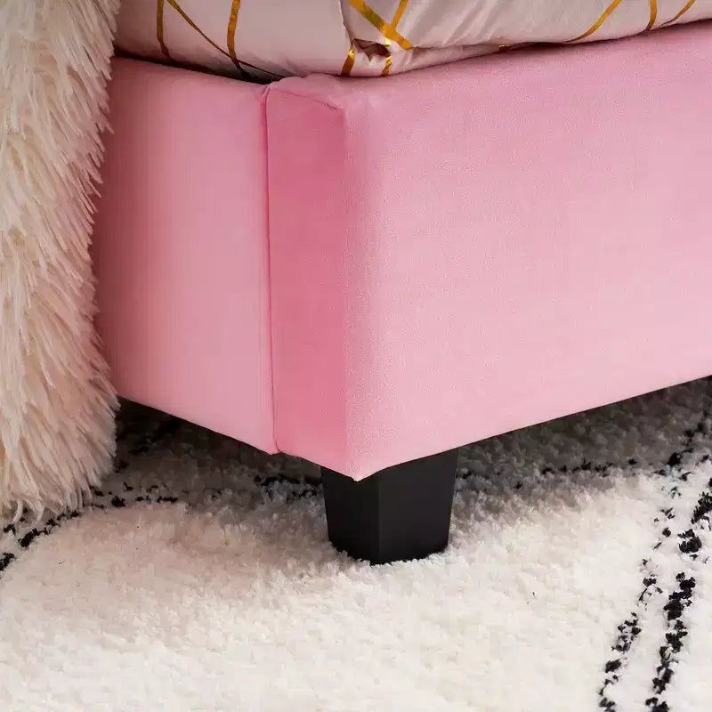 Cadre de lit plateforme double pour enfants avec tête de lit rembourrée