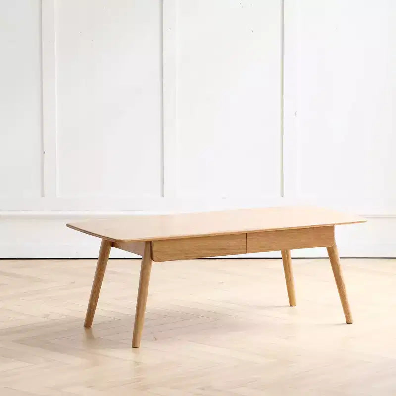 Coffee Table with Drawers, Wood Coffee Table, Center Table Low Table Solid Wood Top Plate Desk Study Writing Desk for Living Room Bedroom Entrayway