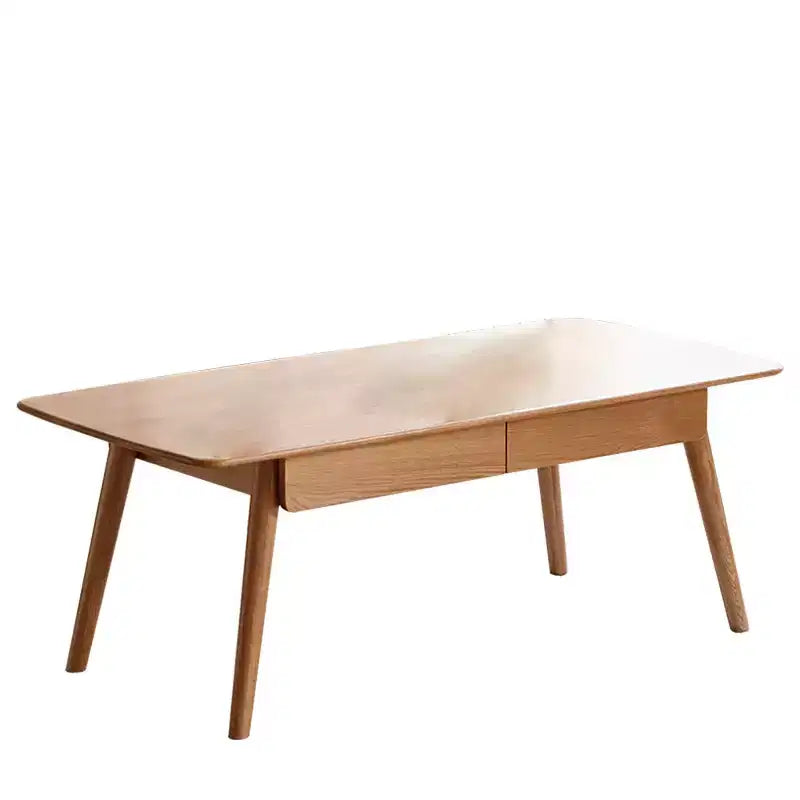 Coffee Table with Drawers, Wood Coffee Table, Center Table Low Table Solid Wood Top Plate Desk Study Writing Desk for Living Room Bedroom Entrayway