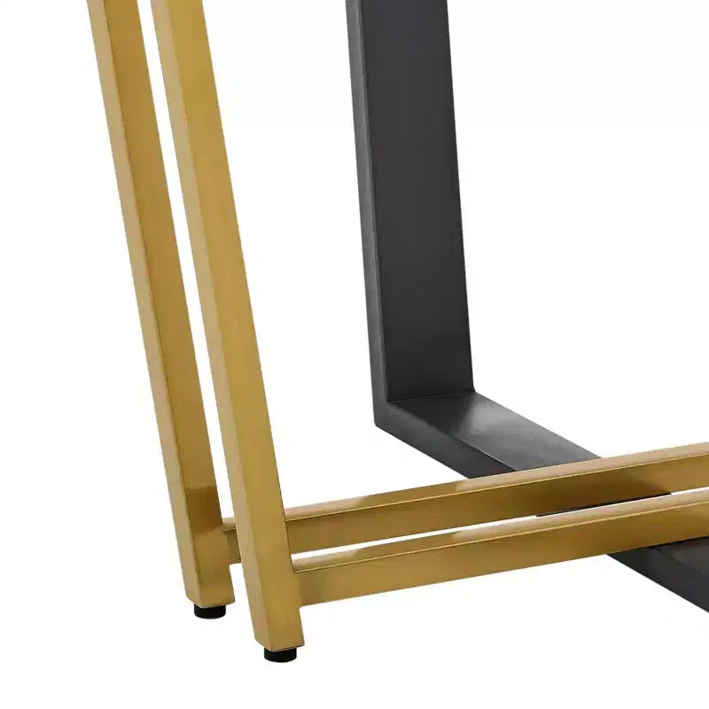 Table à manger avec plateau rond en verre et piètement en acier inoxydable brossé et fer forgé