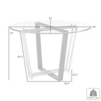 Table à manger avec plateau rond en verre et piètement en acier inoxydable brossé et fer forgé