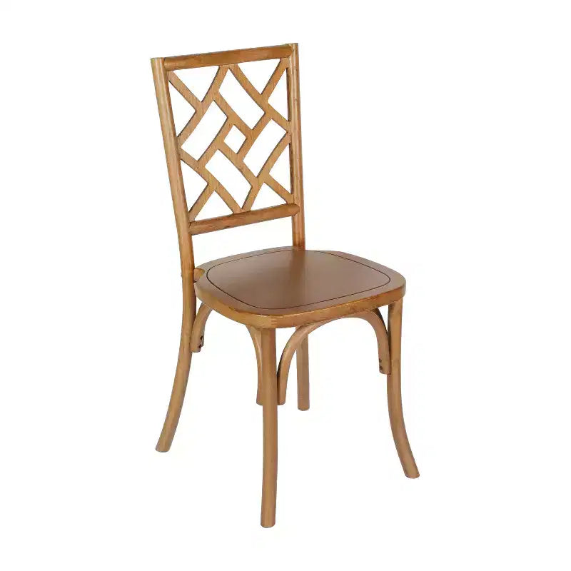 Chaises de salle à manger empilables en bois massif de qualité commerciale avec un dossier au design exquis.