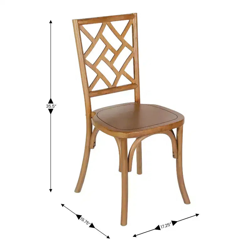 Chaises de salle à manger empilables en bois massif de qualité commerciale avec un dossier au design exquis.