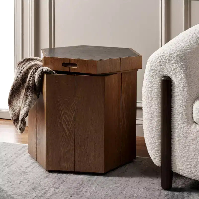 Table d'appoint de rangement hexagonale