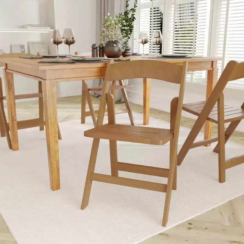 Lot de 2 chaises de salle à manger pliantes en bois massif
