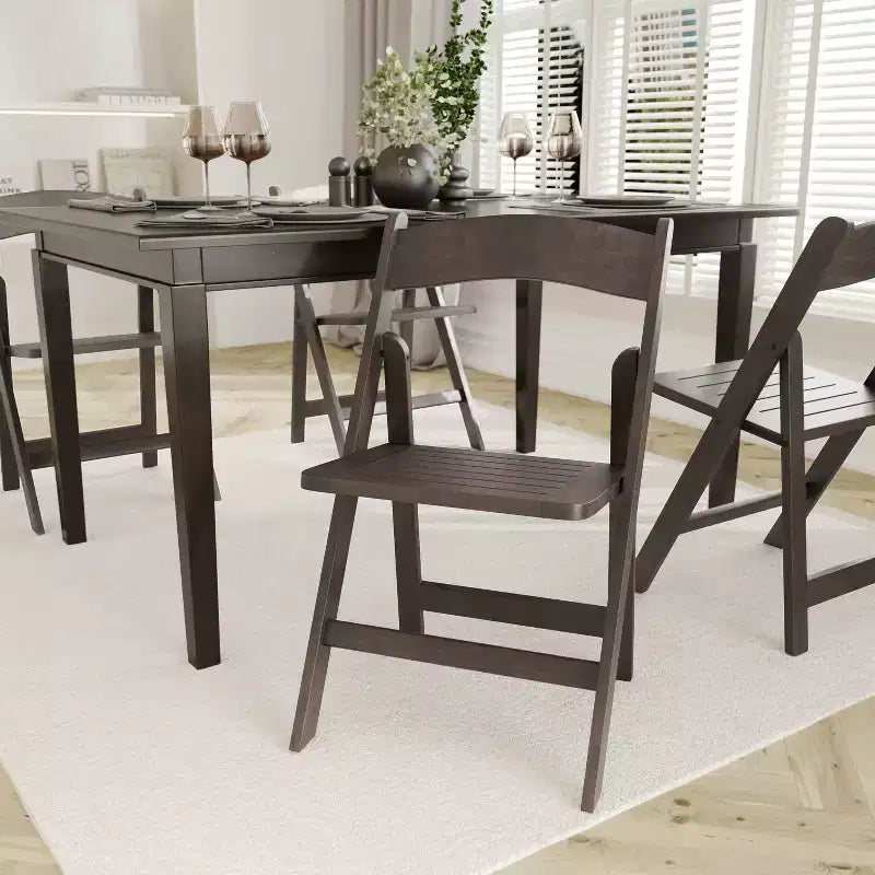 Lot de 2 chaises de salle à manger pliantes en bois massif