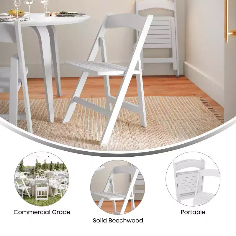 Lot de 2 chaises de salle à manger pliantes en bois massif