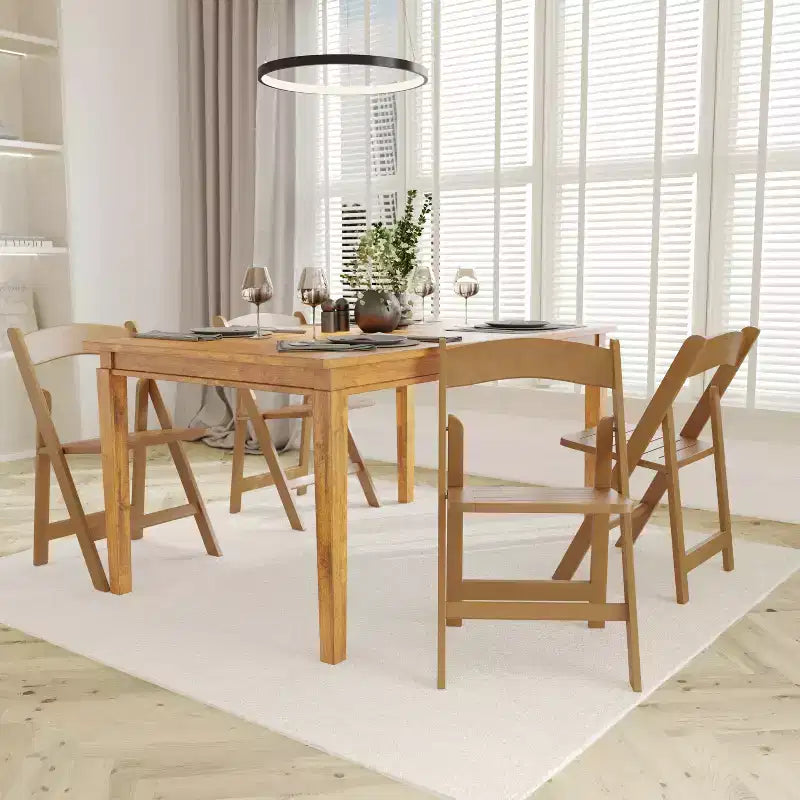 Set of 2 Solid Wood Foldable Dining Chairs