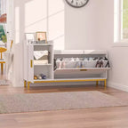 Banc de rangement, étagère à chaussures d'entrée à 2 tiroirs basculants, coussin de siège amovible