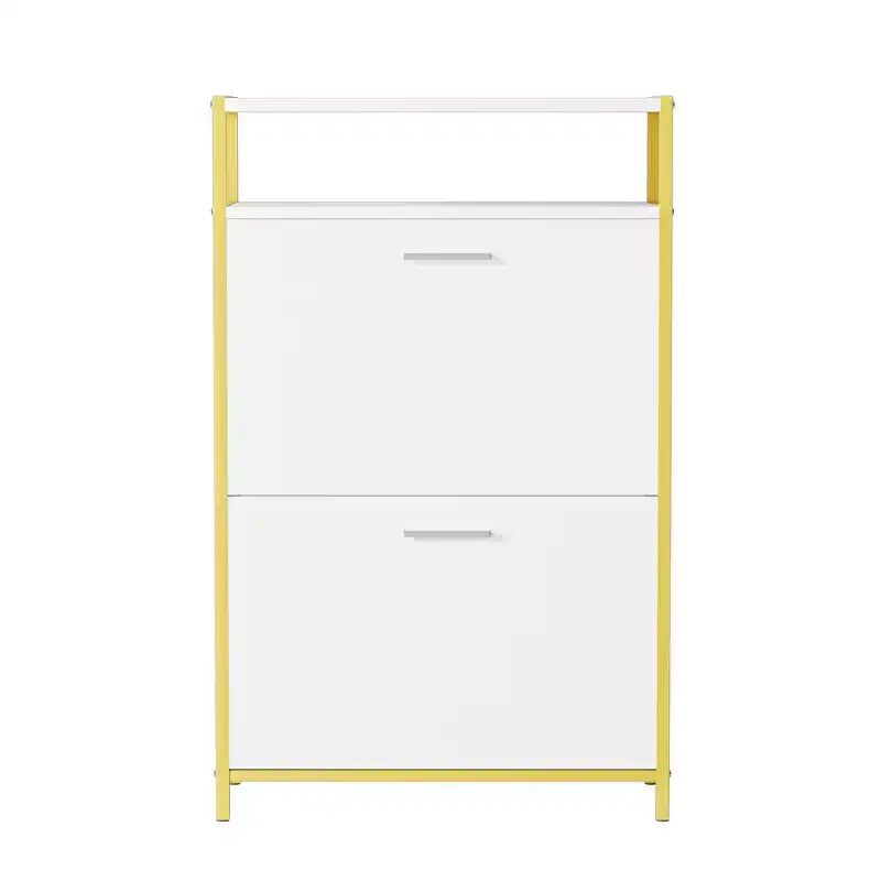 Banc de rangement, étagère à chaussures d'entrée à 2 tiroirs basculants, coussin de siège amovible