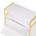 Banc de rangement, étagère à chaussures d'entrée à 2 tiroirs basculants, coussin de siège amovible